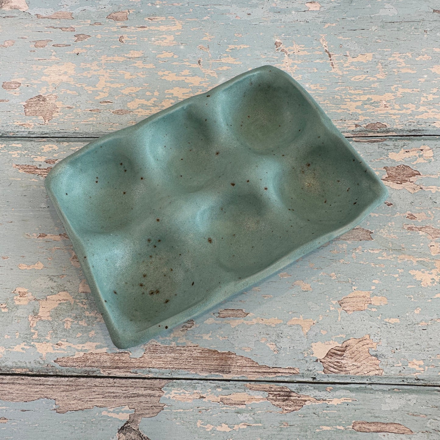 Turquoise Ceramic Egg Tray - 6 or 12 Eggs - Handmade Pottery Egg Holder