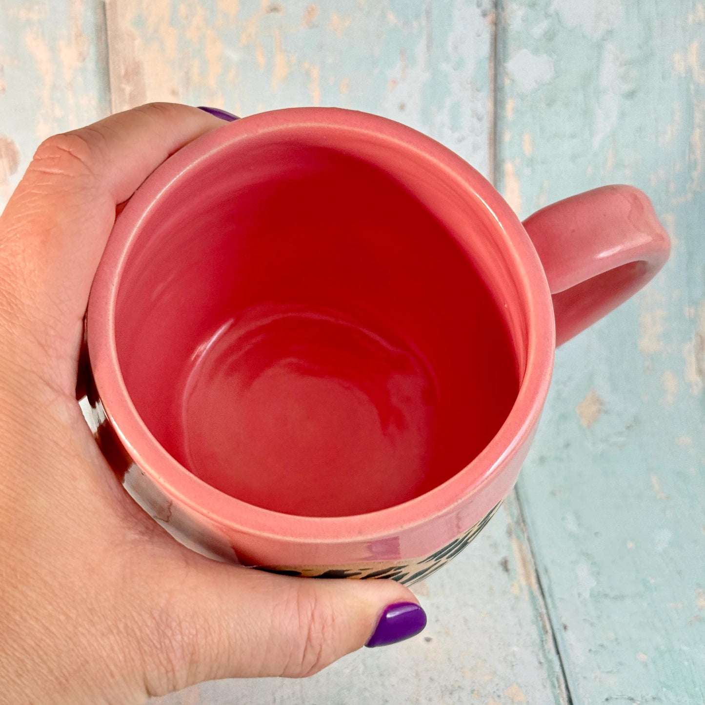 Pink and Black Leopard Skin, Heart MugHandmade Ceramic Cup