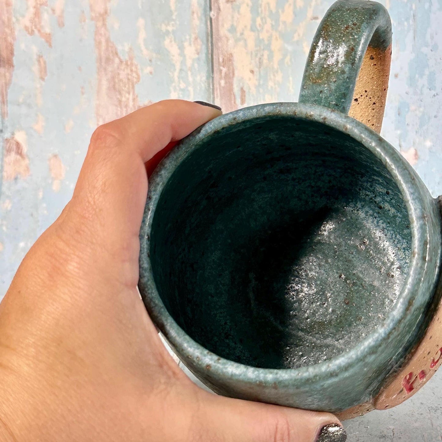 Green Christmas Hohoho Mug, Handmade Ceramic Cup - Father Christmas Santa