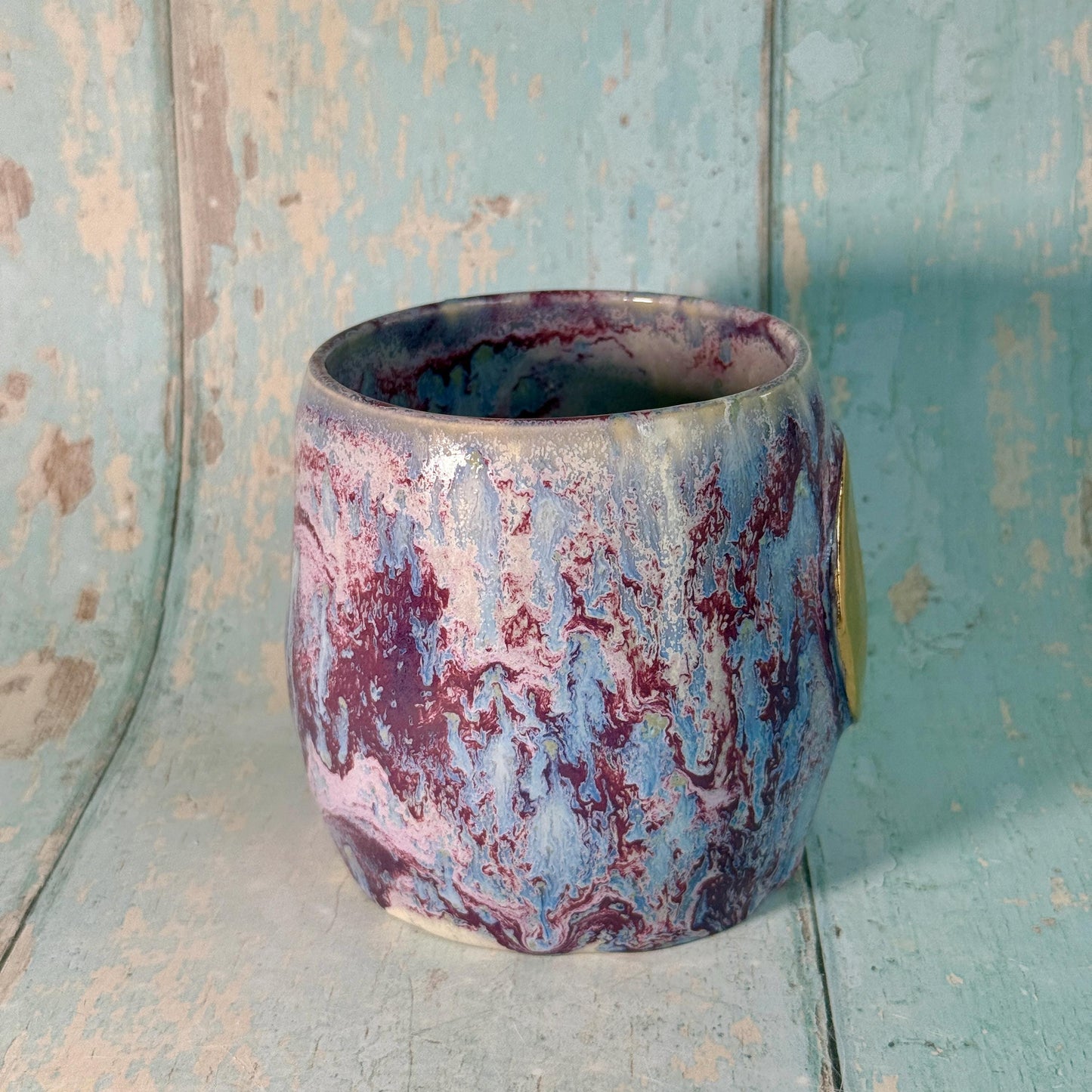 Purple Gold Moon Mug, Handmade Ceramic Mug