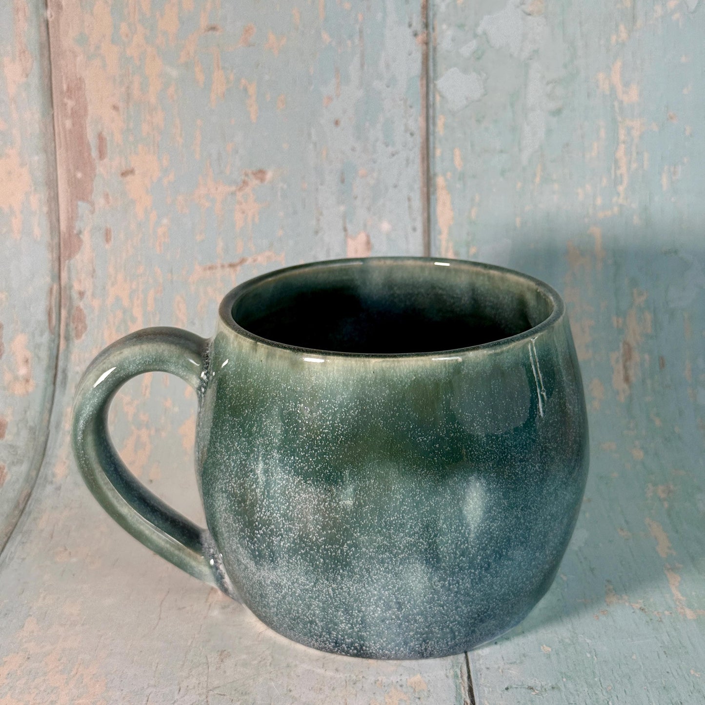 Green Gold Star Mug, Handmade Ceramic Mug