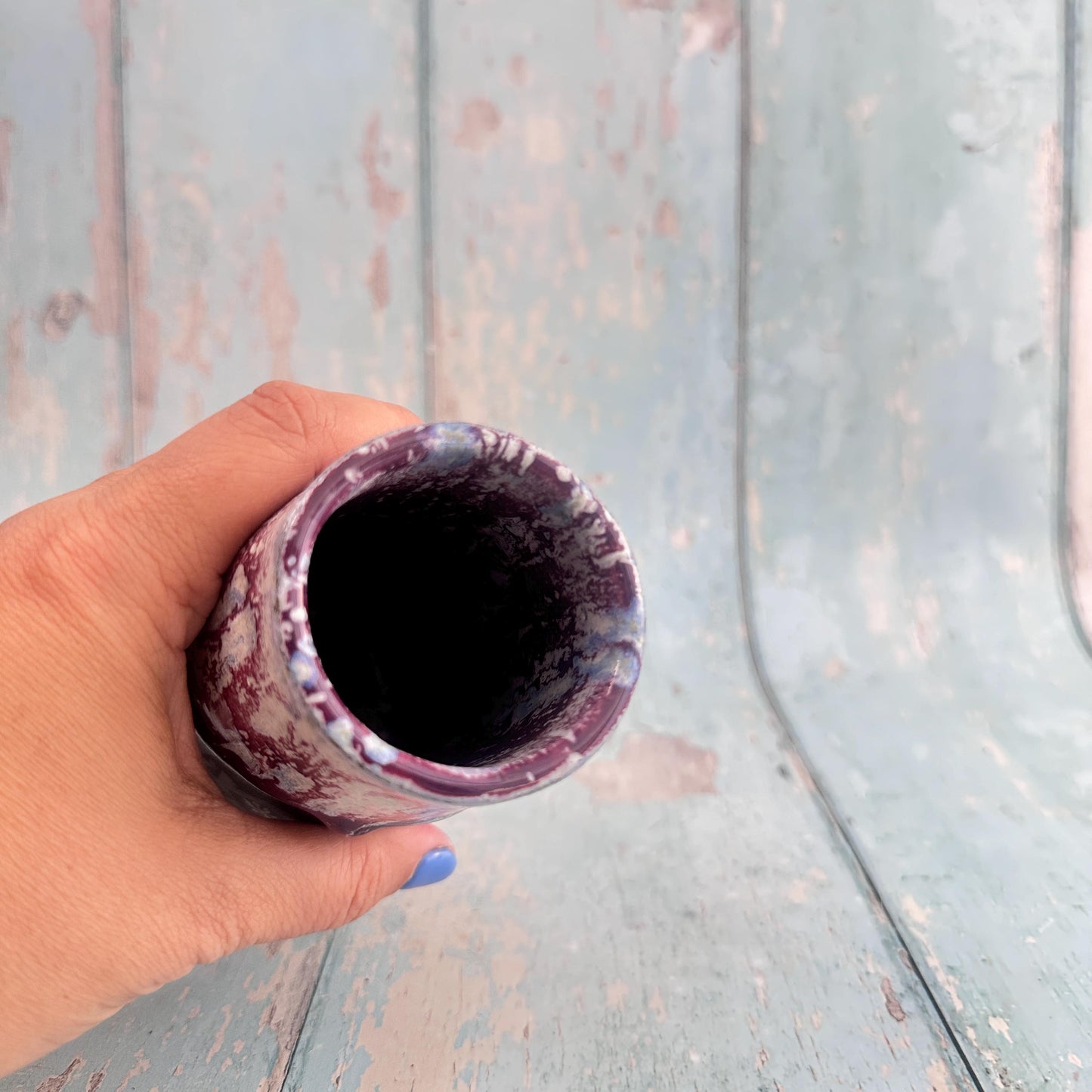 Black and Purple Tarot Ceramic Vase, Handmade Modern Pottery