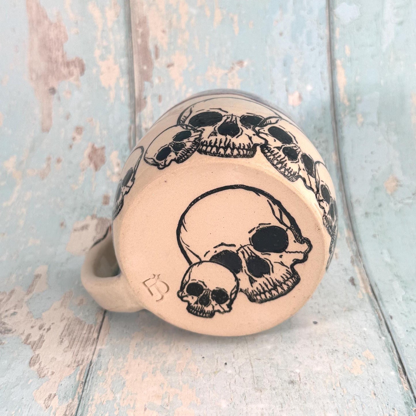 Purple Skull Mug, Handmade Ceramic Cup