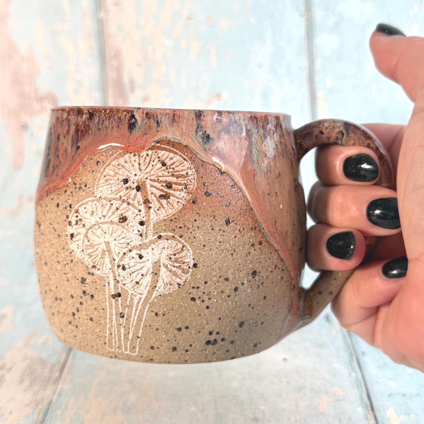 Plum Mushroom Mug, Fungi Ceramic Cup - second