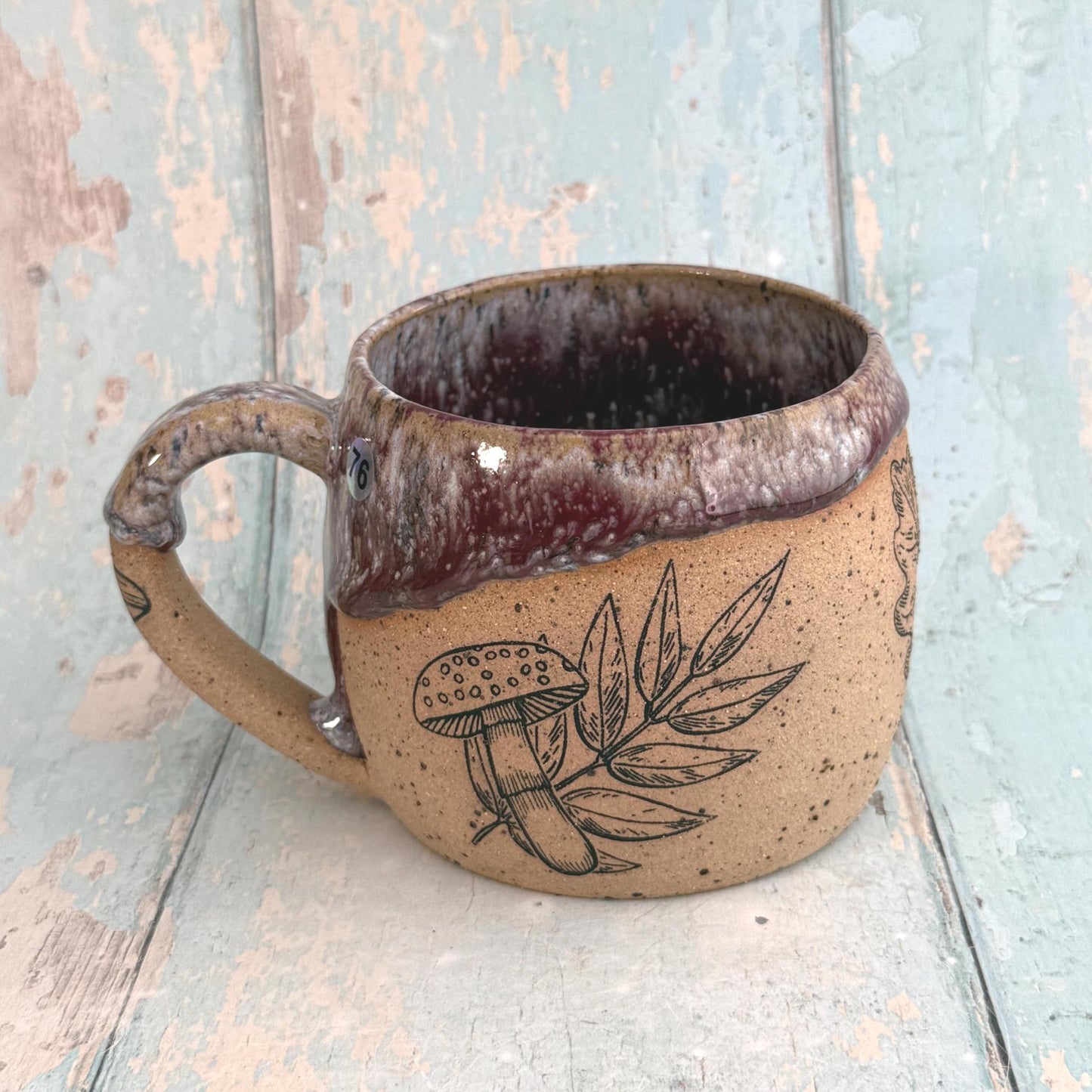Purple Autumn Fall Mug,  Large Ceramic Cup
