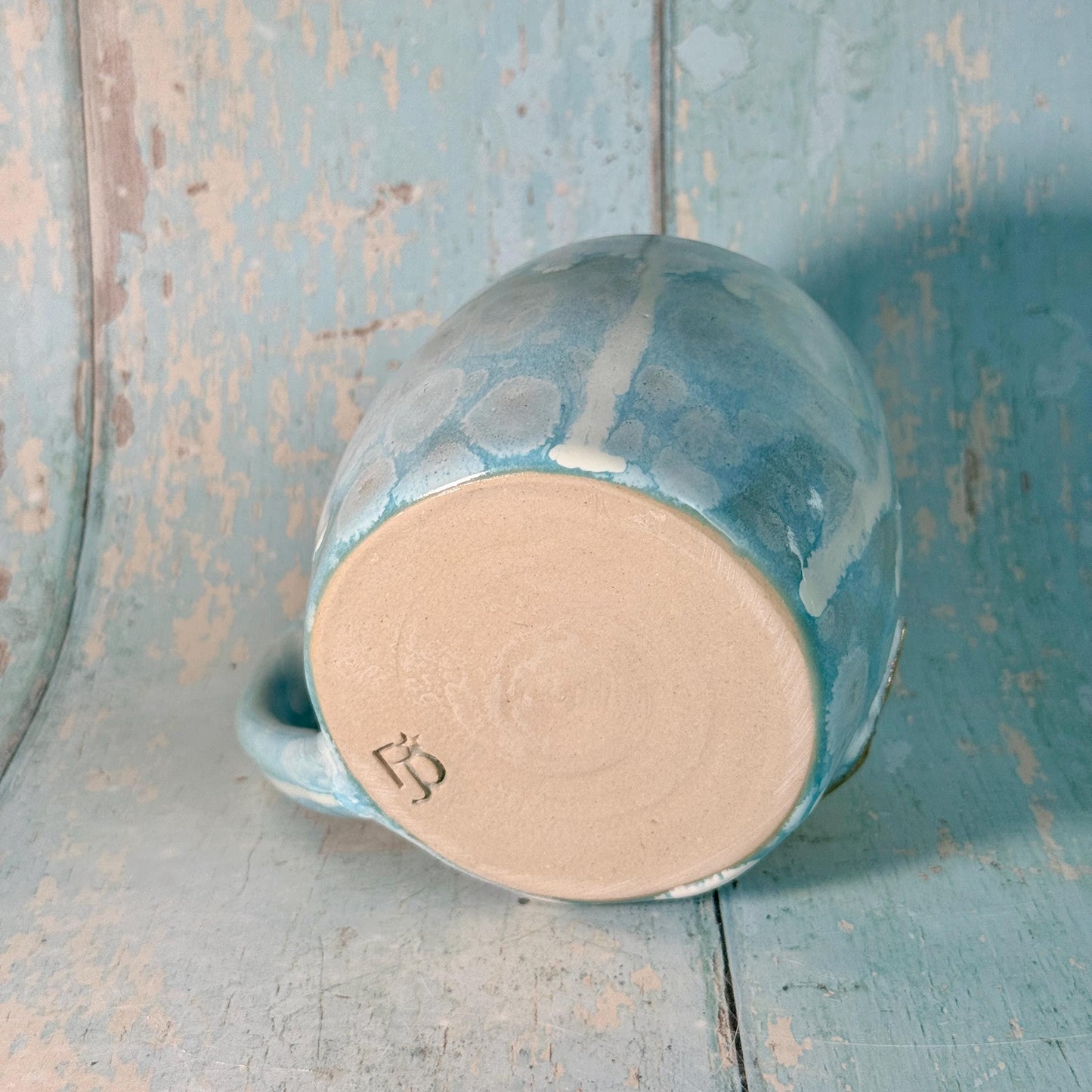 Blue Gold Star Mug, Handmade Ceramic Mug