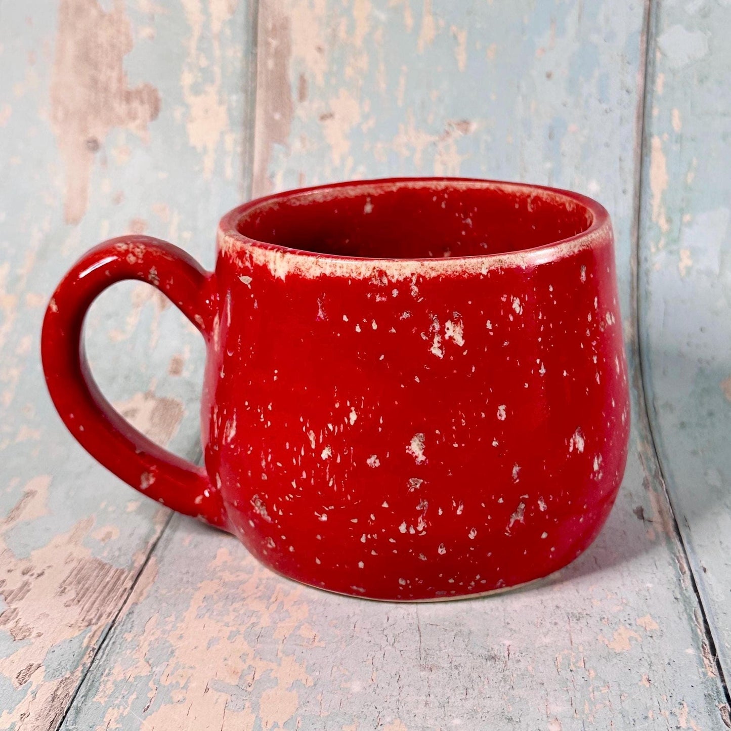 Red Christmas Snow Globe Mug, Handmade Ceramic Cup