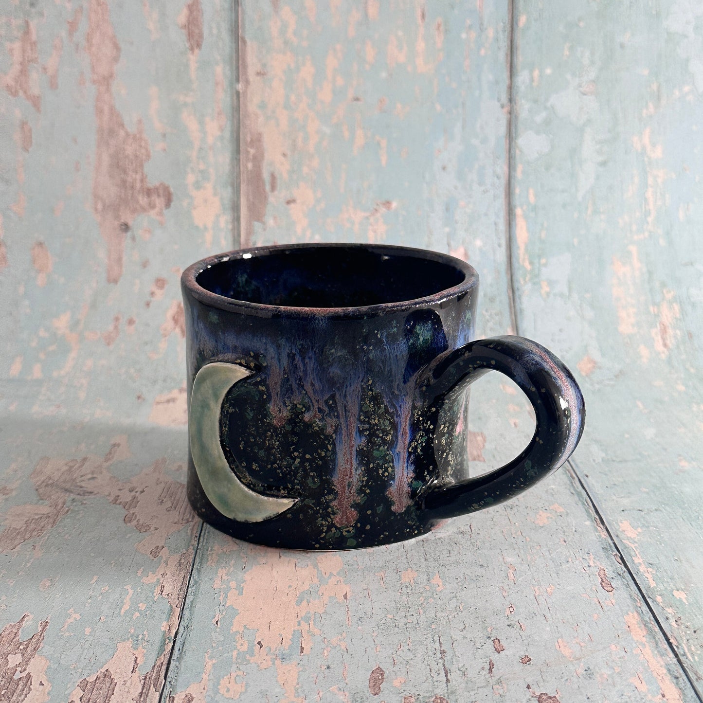 Green Moon Mug, Large Ceramic Cup