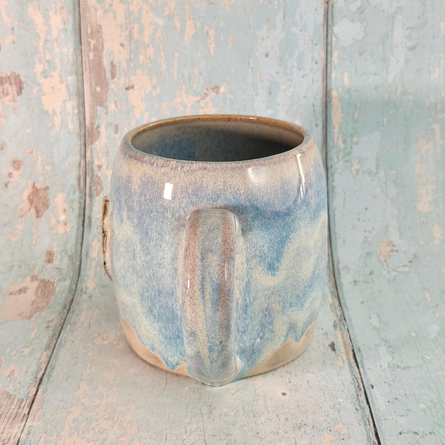 Blue and Gold Lightning Bolt Mug, Handmade Ceramic Cup