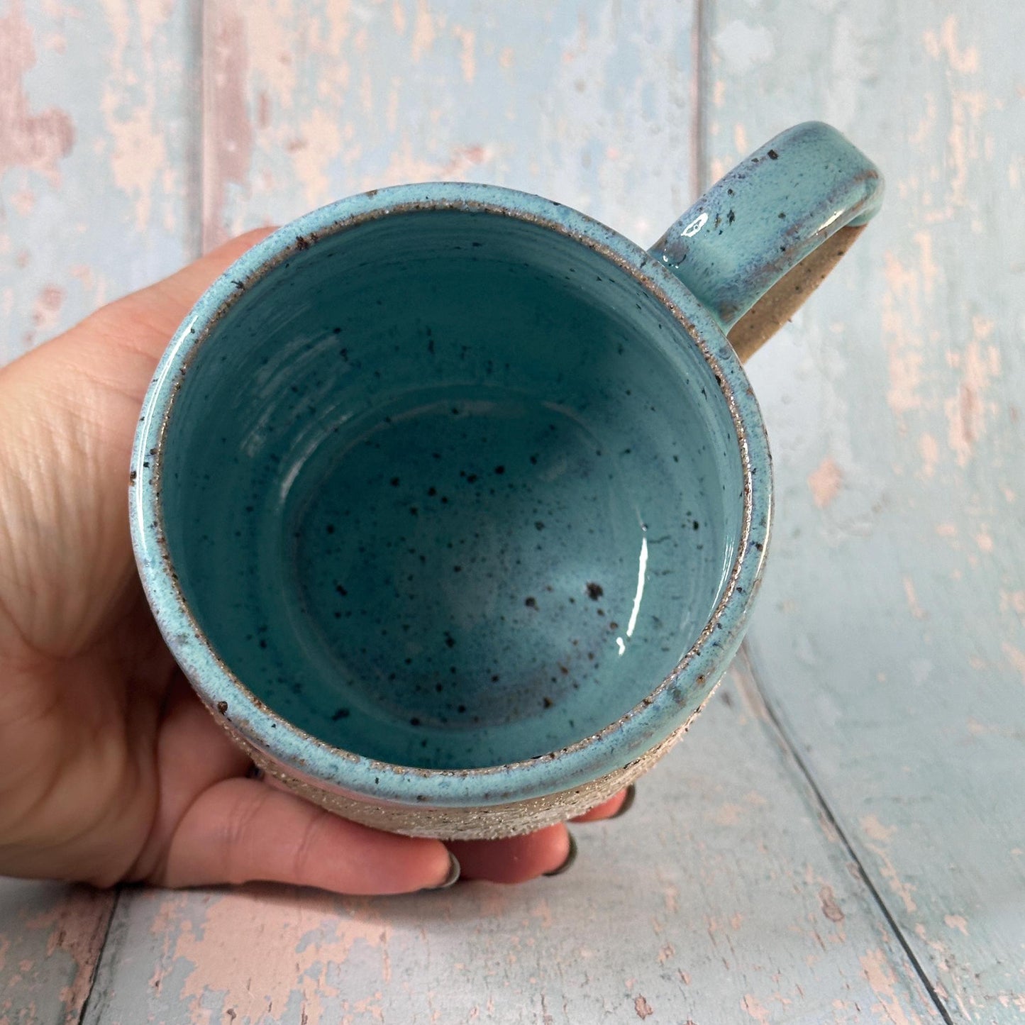 Turquoise Luna Moth Mug, Large Ceramic Cup