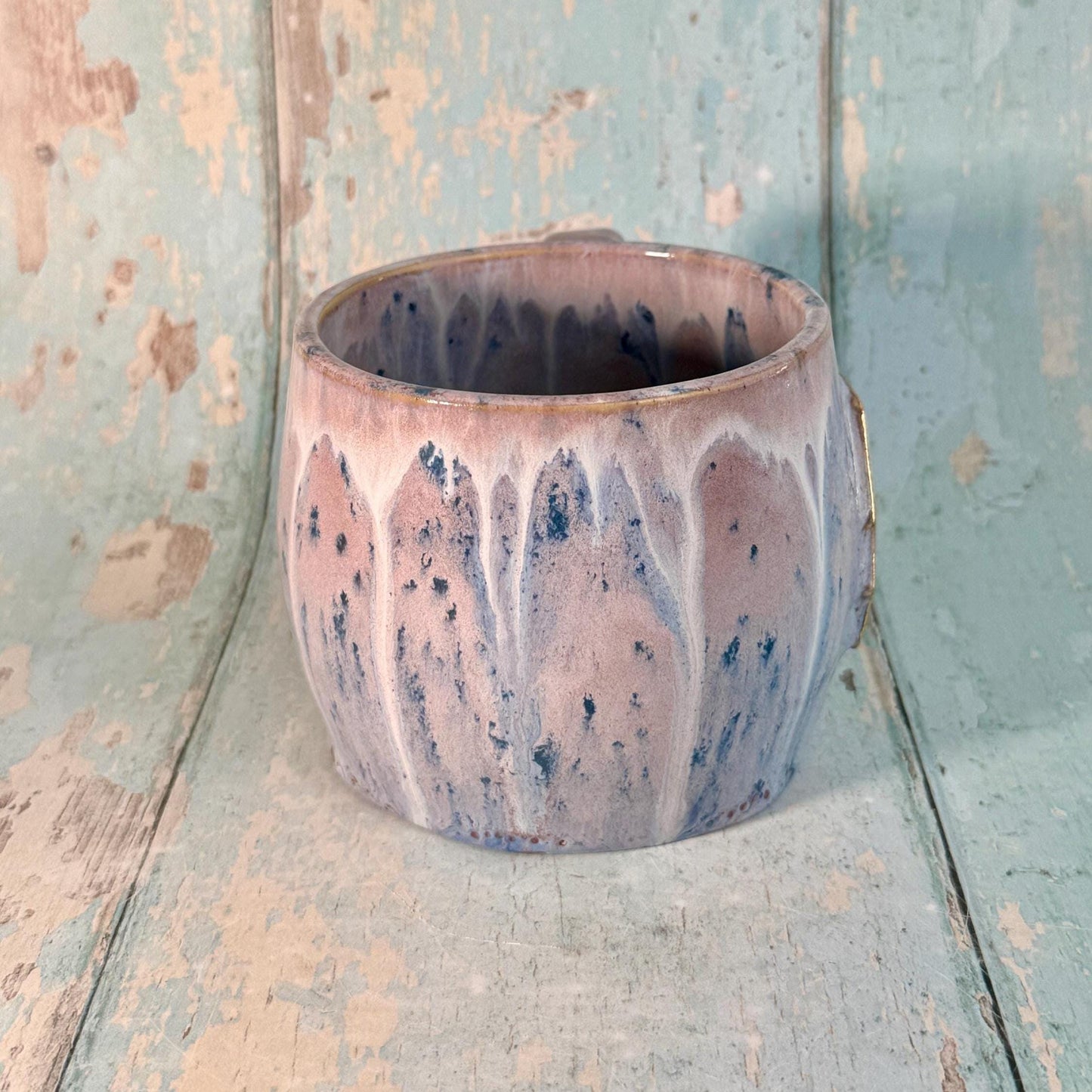 Lavender and Gold Lightning Bolt Mug, Handmade Ceramic Cup