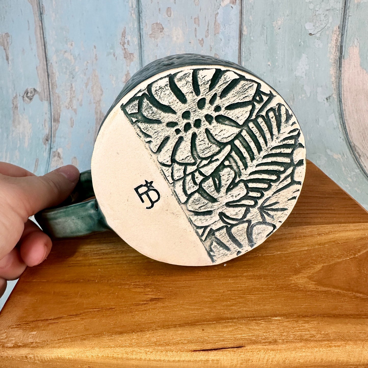 Monstera Leaf Mug, Large Green Ceramic