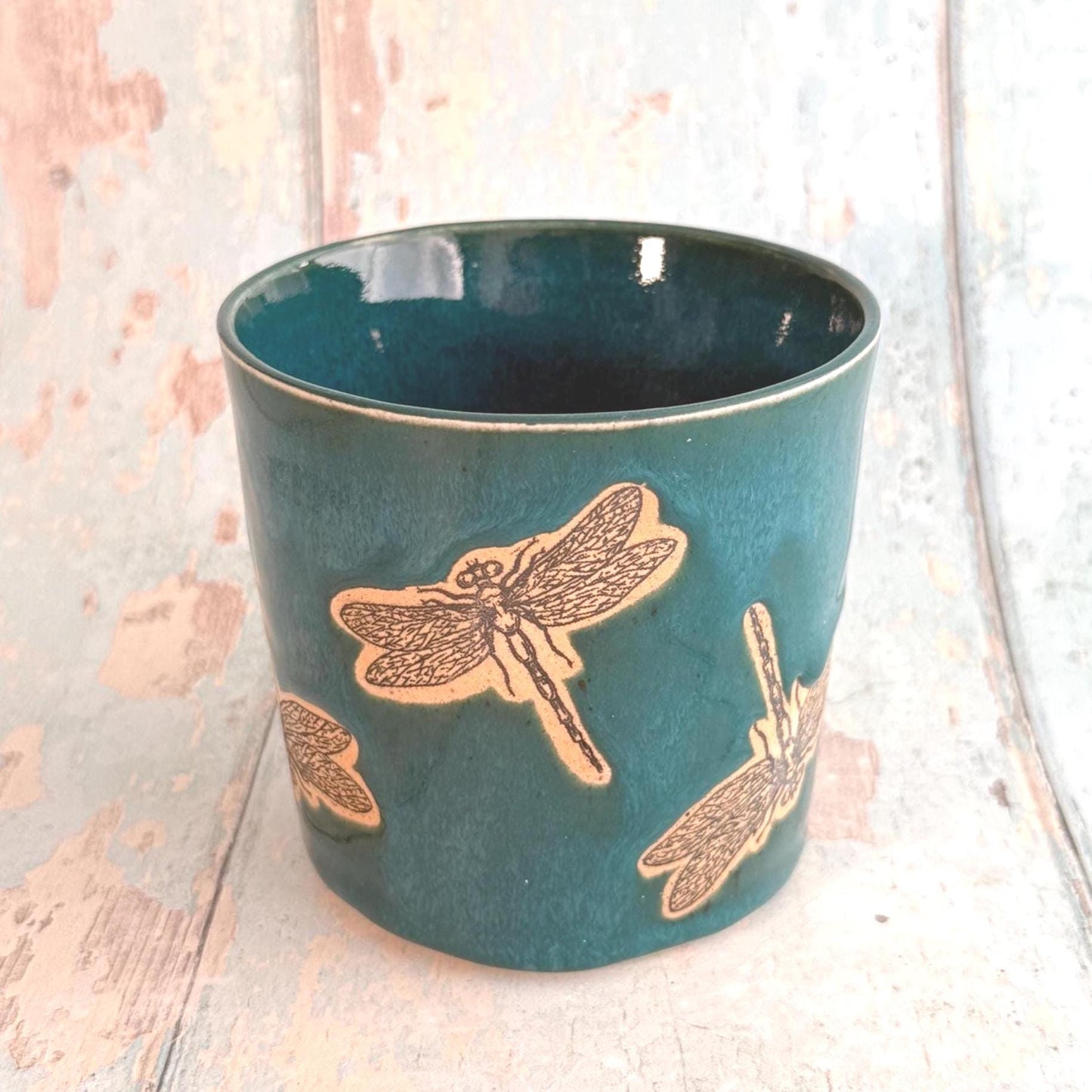Handmade Dragonfly Mug, Large Ceramic Cup
