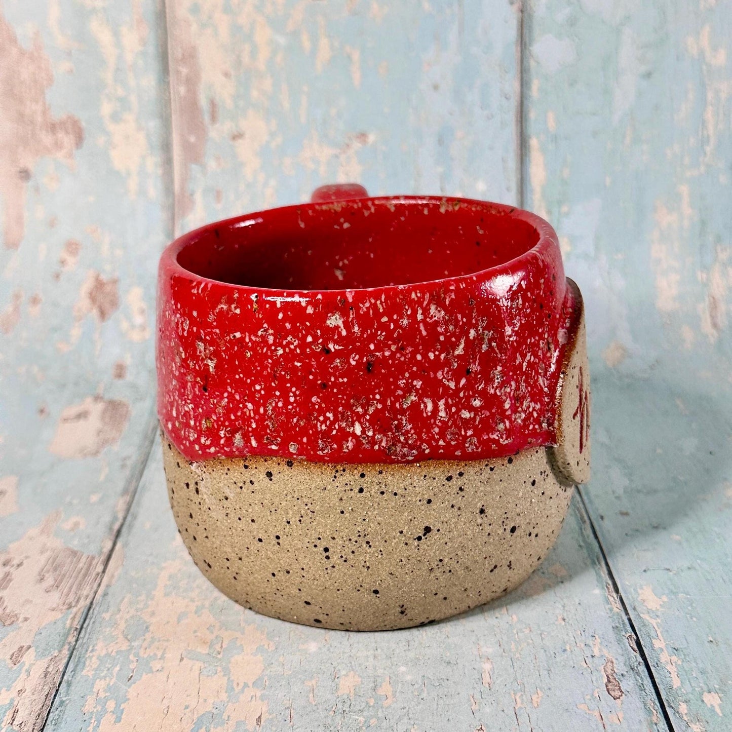 Red Christmas Hohoho Mug, Handmade Ceramic Cup - Father Christmas Santa