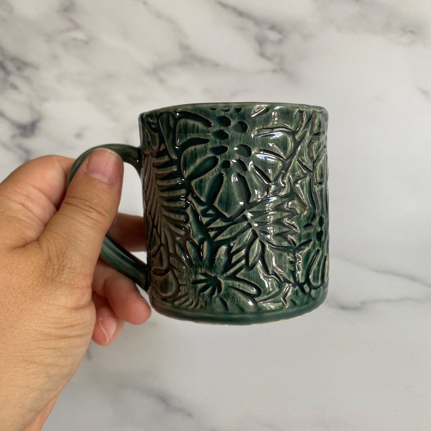 Monstera Leaf Mug, Small Green Ceramic