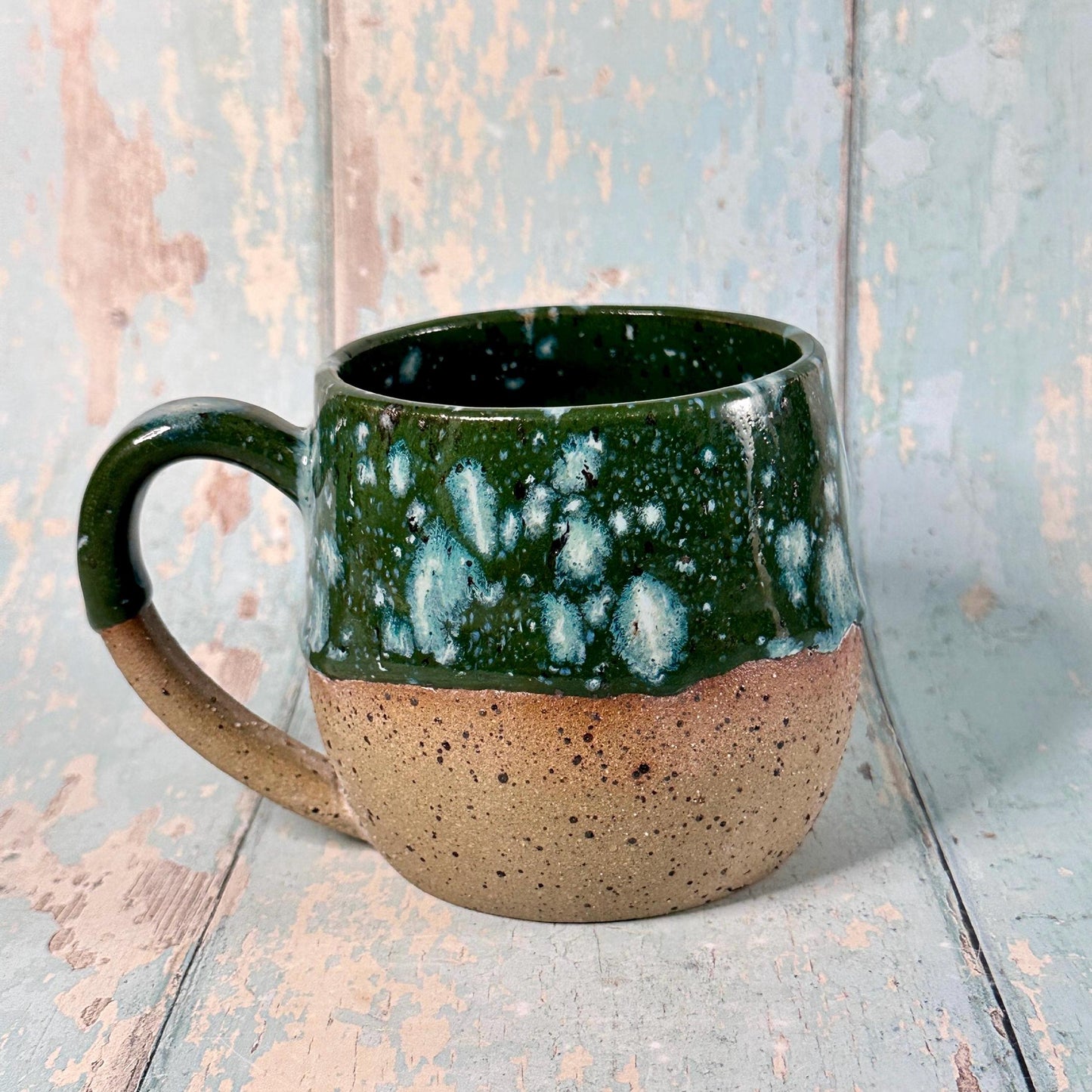 Green Christmas Hohoho Mug, Handmade Ceramic Cup - Father Christmas Santa