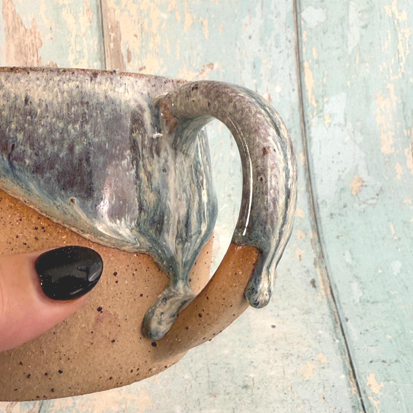 Blue Mushroom Mug, Fungi Ceramic Cup