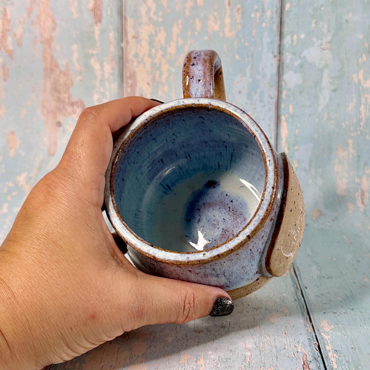 White Christmas Snow Globe Mug, Handmade Ceramic Cup