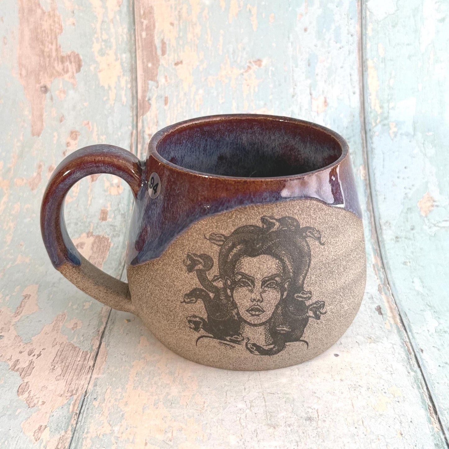 Purple Medusa Mug, Large Flower Ceramic Cup