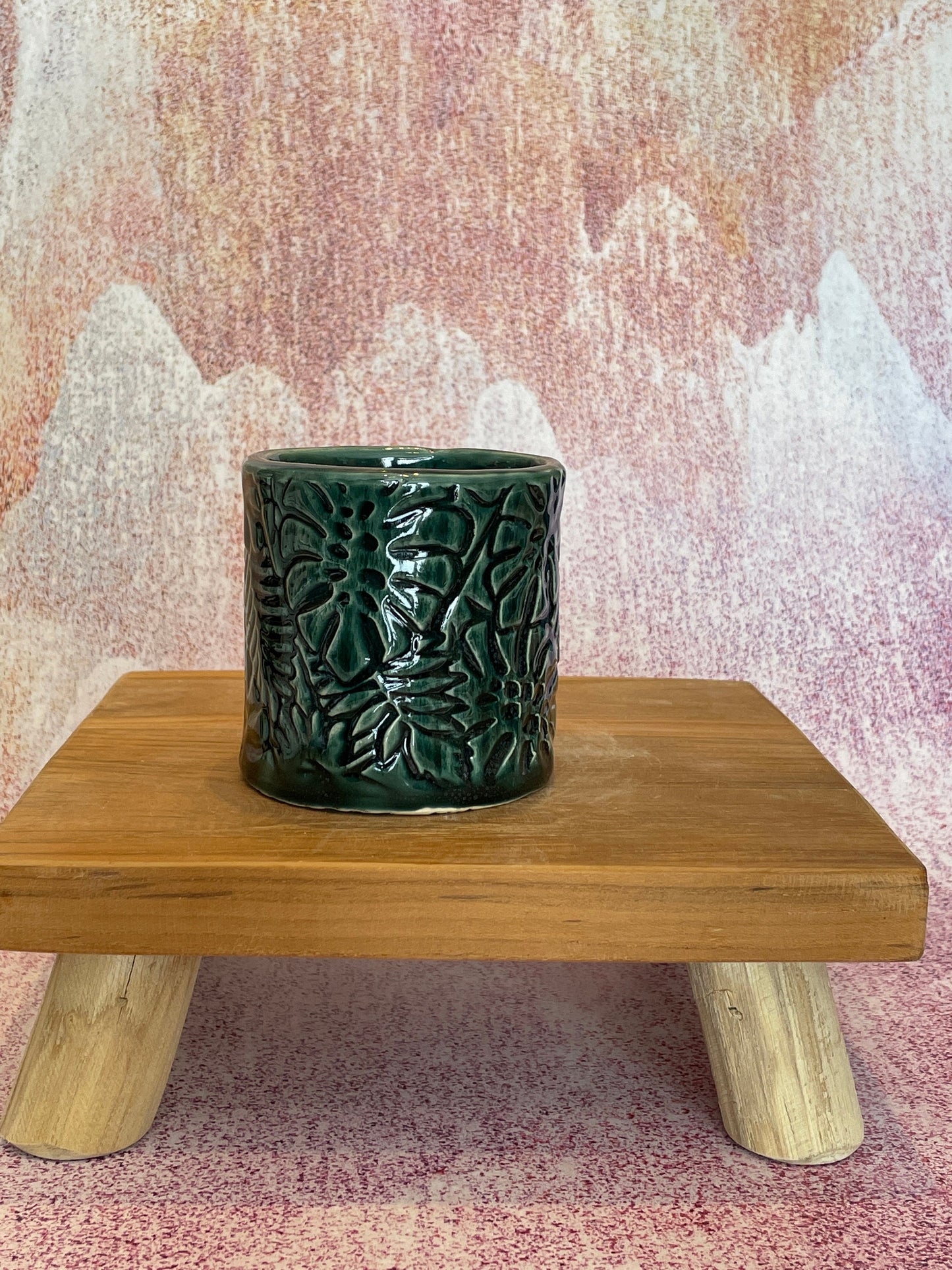 Monstera Leaf Mug, Small Green Ceramic