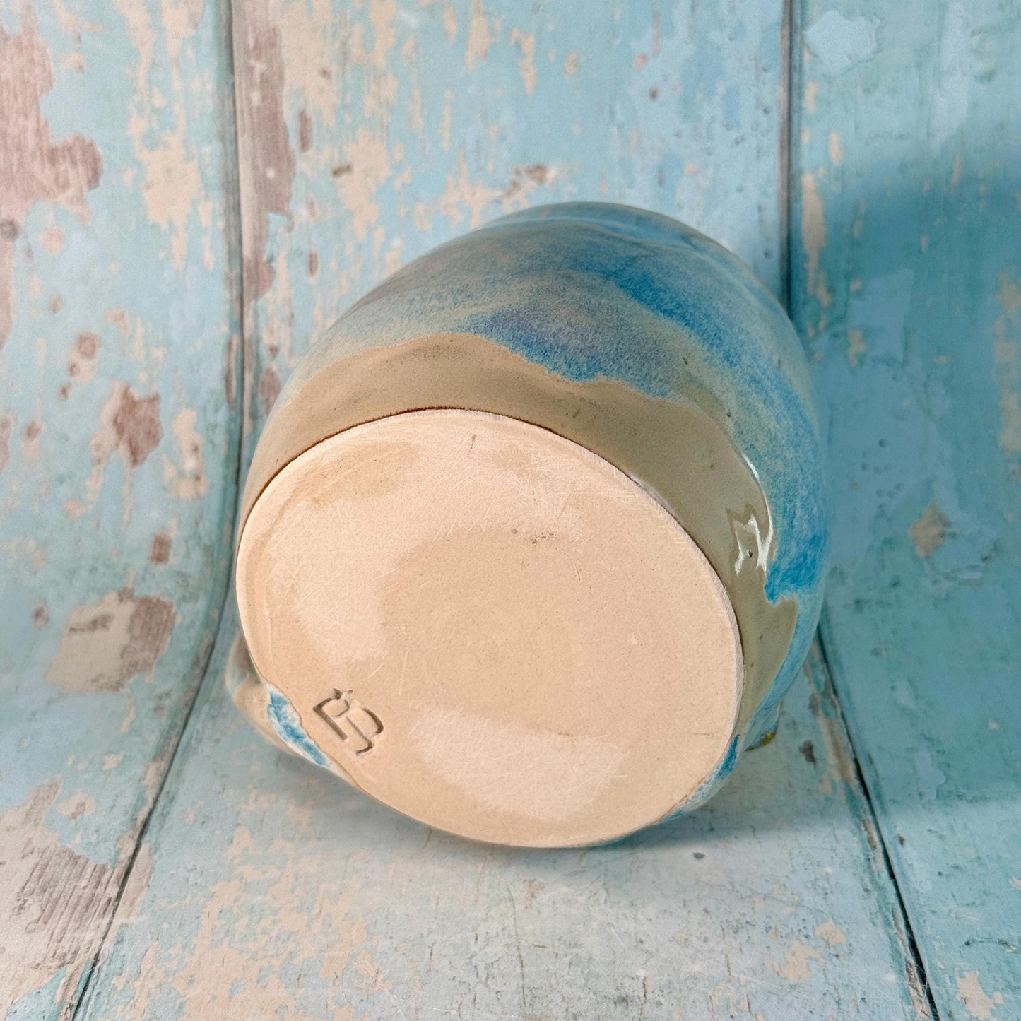 Blue Gold Star Mug, Handmade Ceramic Mug