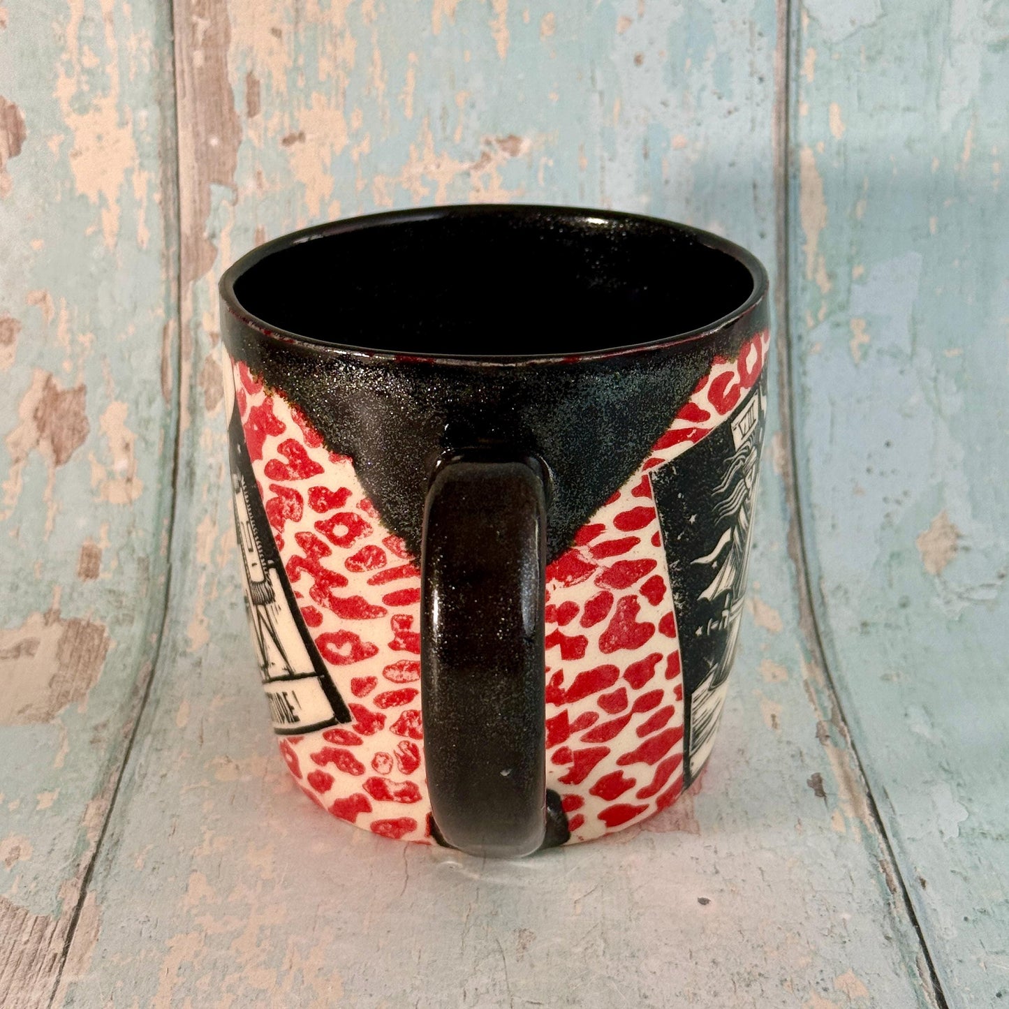 Red Leopard Print Tarot Mug, Large Ceramic Cup