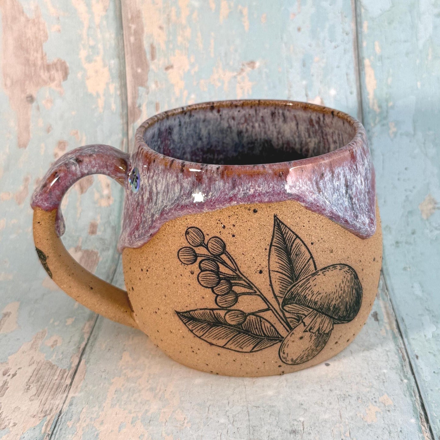 Purple Autumn Fall Mug, Large Ceramic Cup