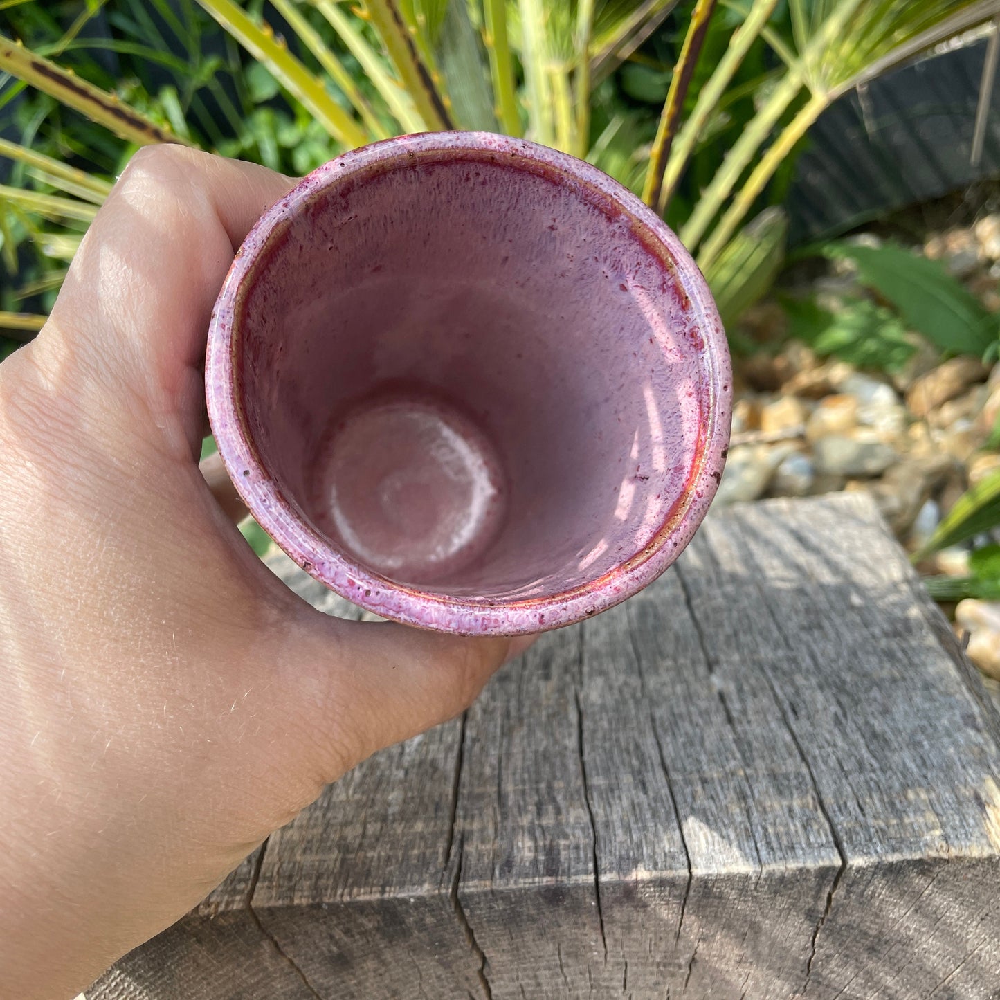 Pink Floral Ceramic Tumbler, Handmade Modern Cup