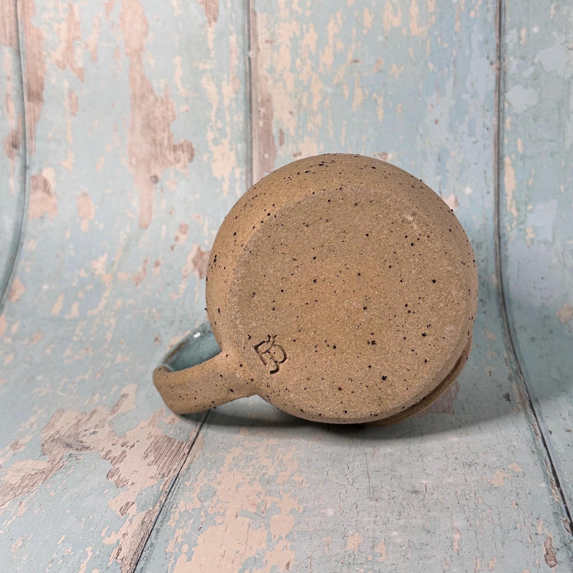 Aqua Blue Christmas Snow Globe Mug, Handmade Ceramic Cup - FJD Ceramics