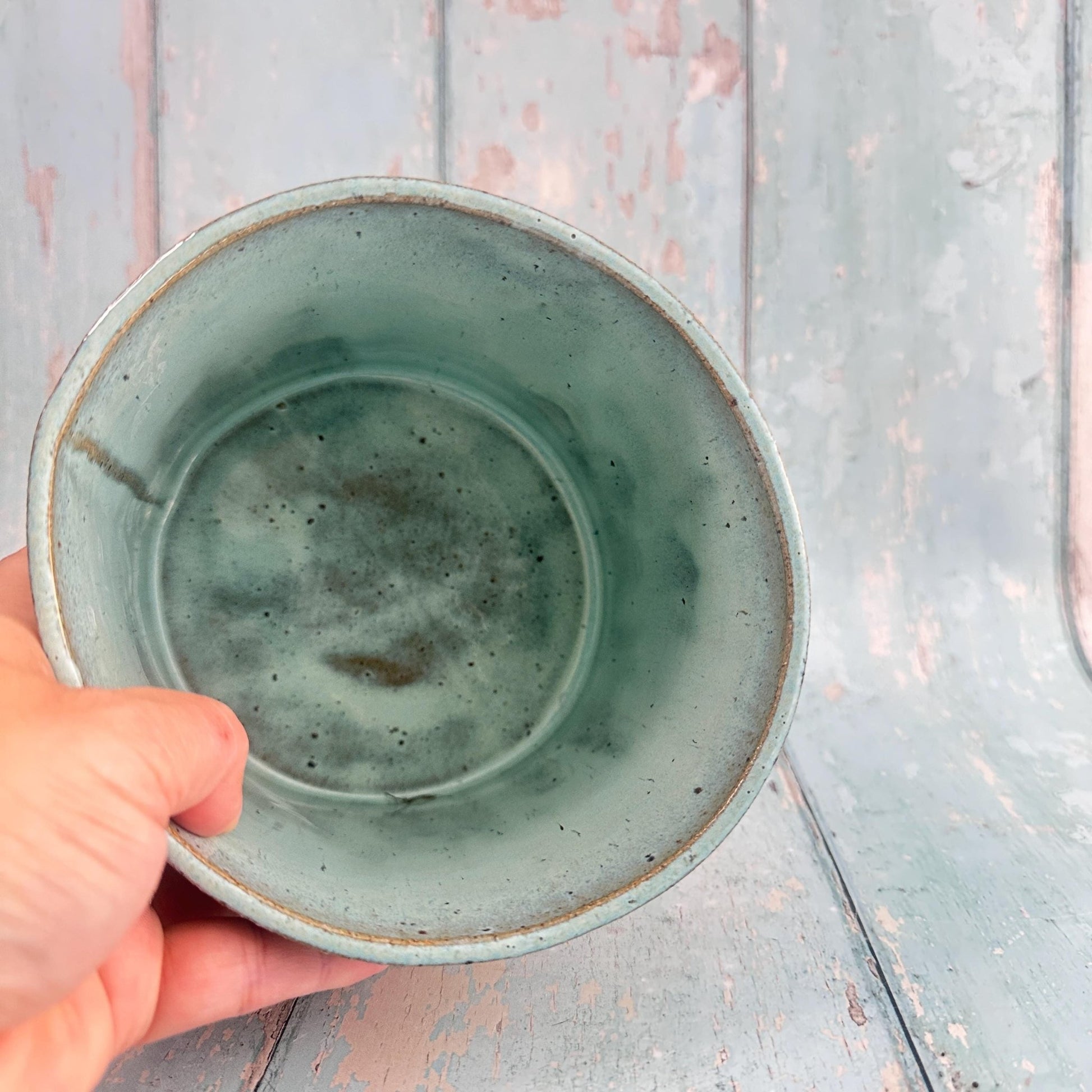 Aqua Green Moth and Moon Ceramic Planter, Indoor Plant Pot - FJD Ceramics