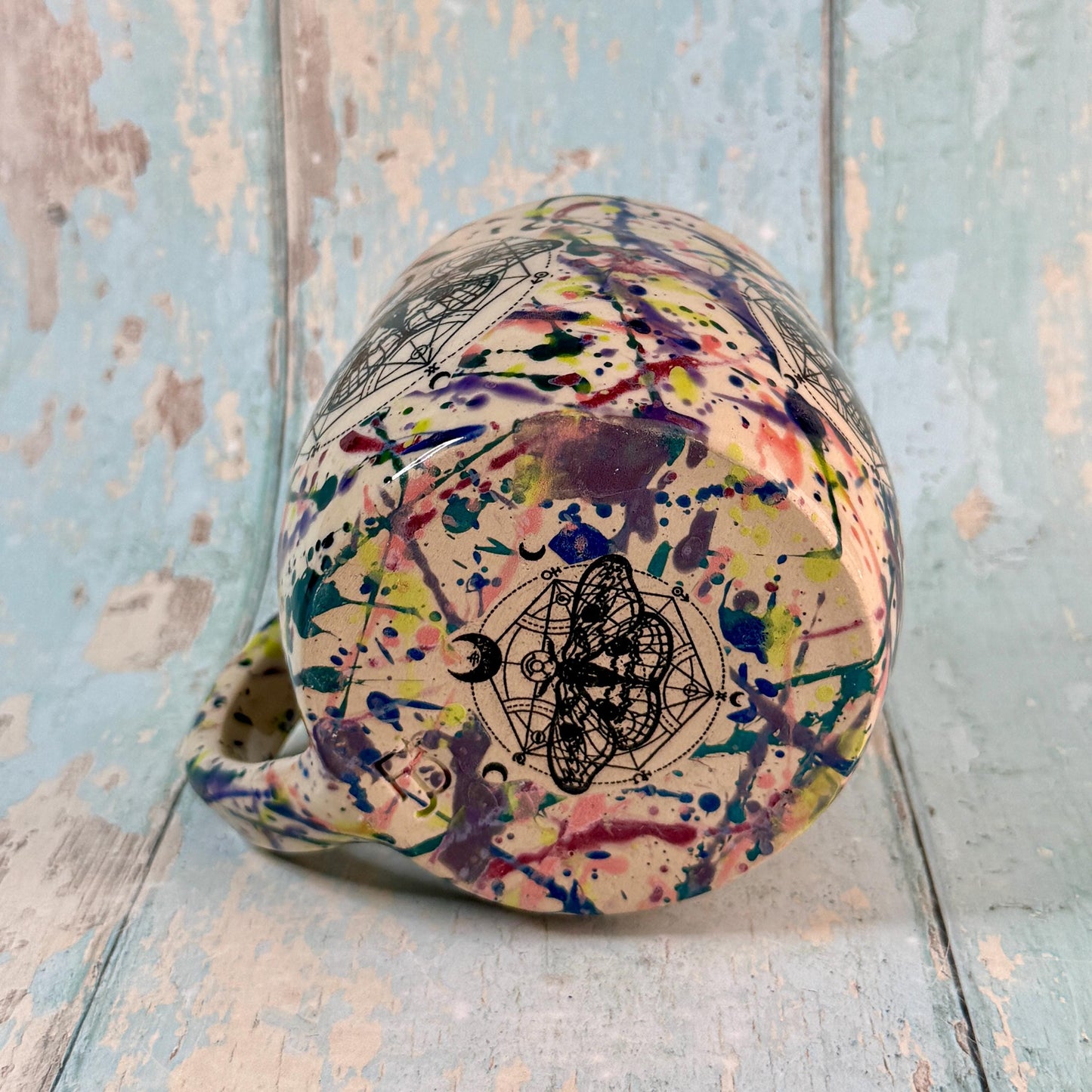 Dark Purple Moth Mug, Handmade Ceramic Cup