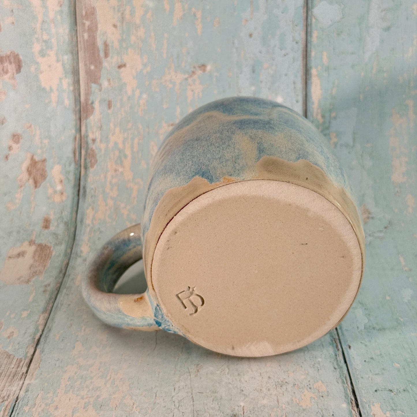 Blue and Gold Lightning Bolt Mug, Handmade Ceramic Cup