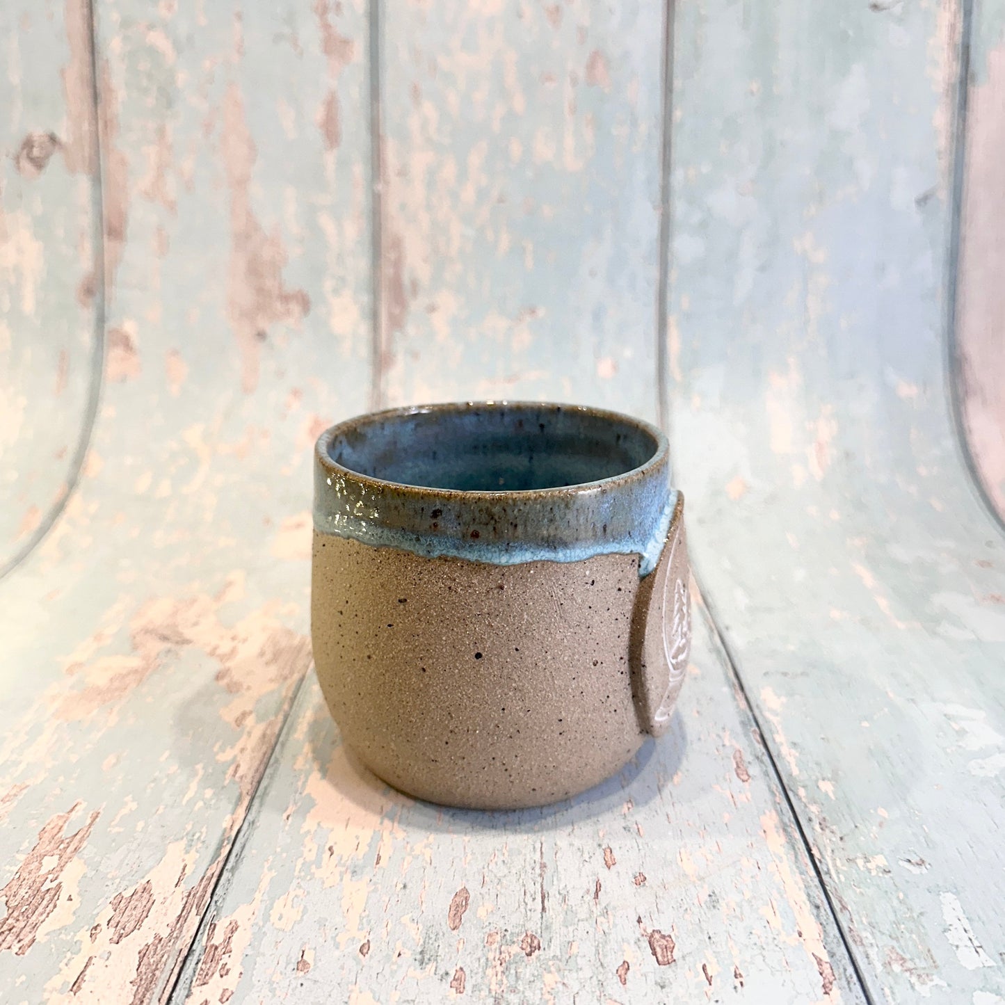 Blue Christmas Snow Globe Mug, Handmade Ceramic Cup