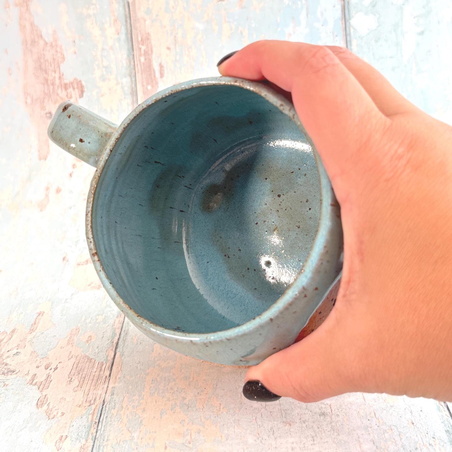 Turquoise Seahorse Mug, Large Ceramic Cup