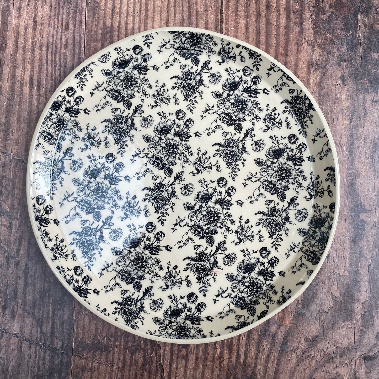 Large black and White Floral Platter