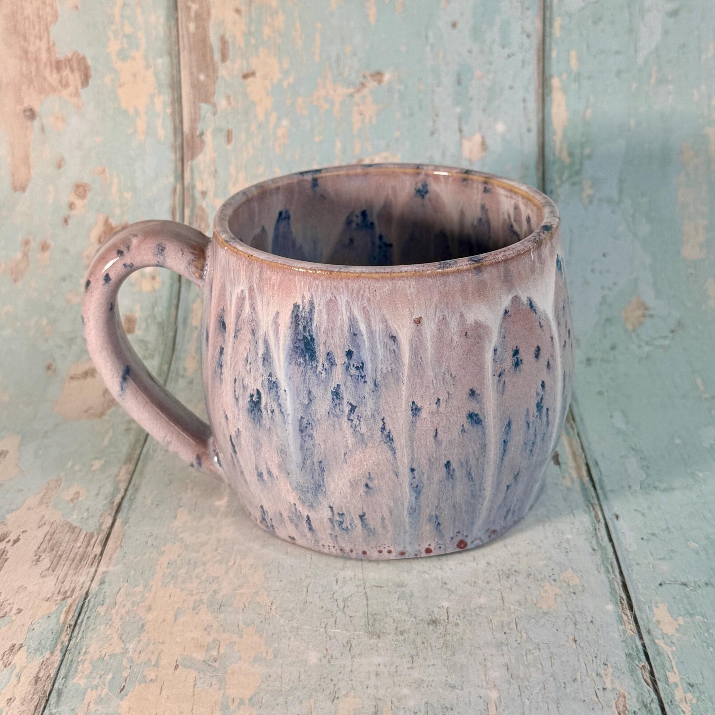 Lavender and Gold Lightning Bolt Mug, Handmade Ceramic Cup