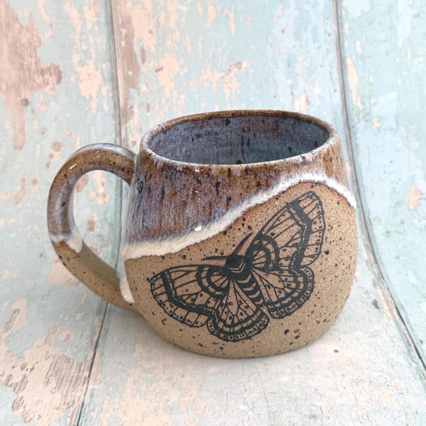 White Moth Mug, Large Ceramic Cup