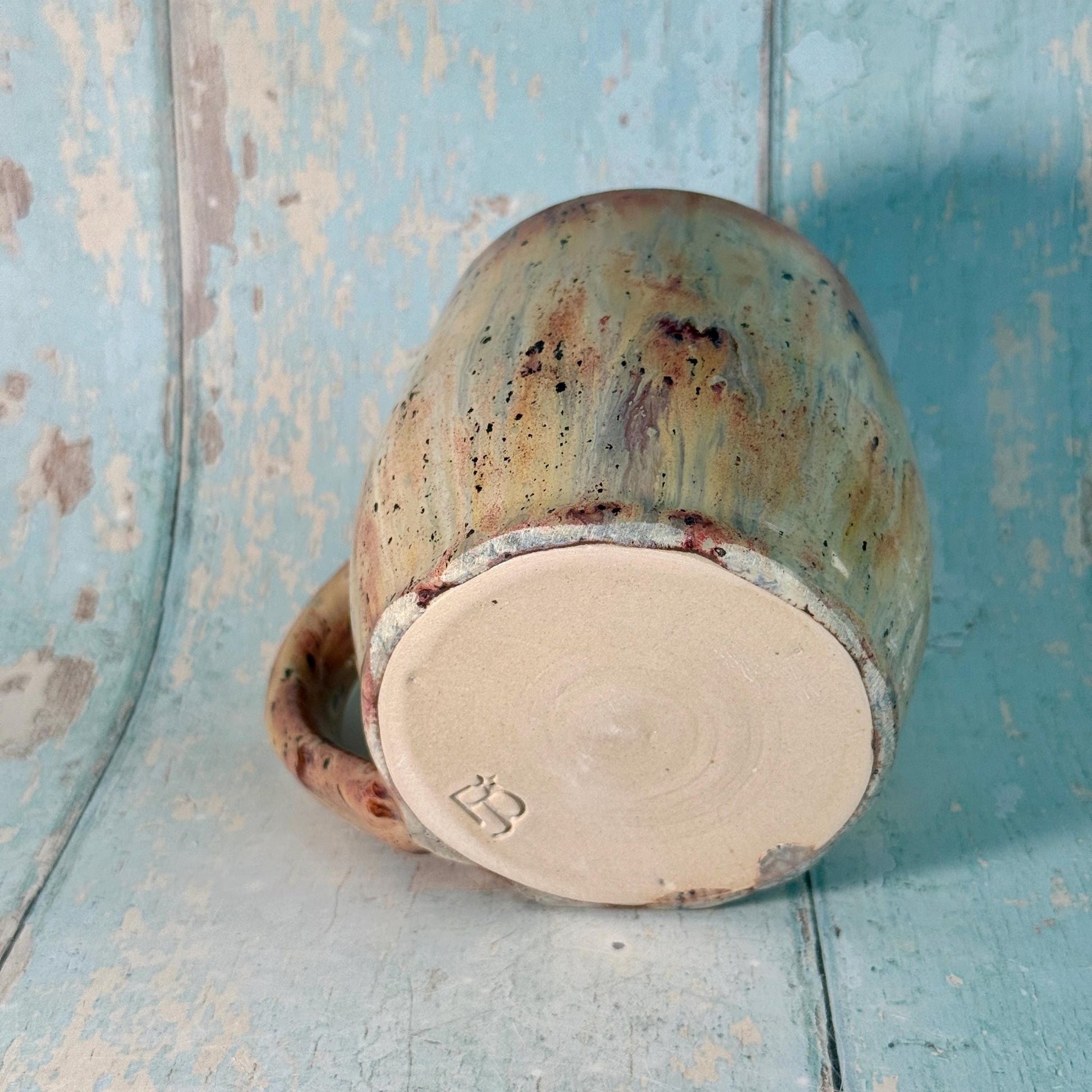 Beige Spotty Gold Moon Mug, Handmade Ceramic Mug - FJD Ceramics