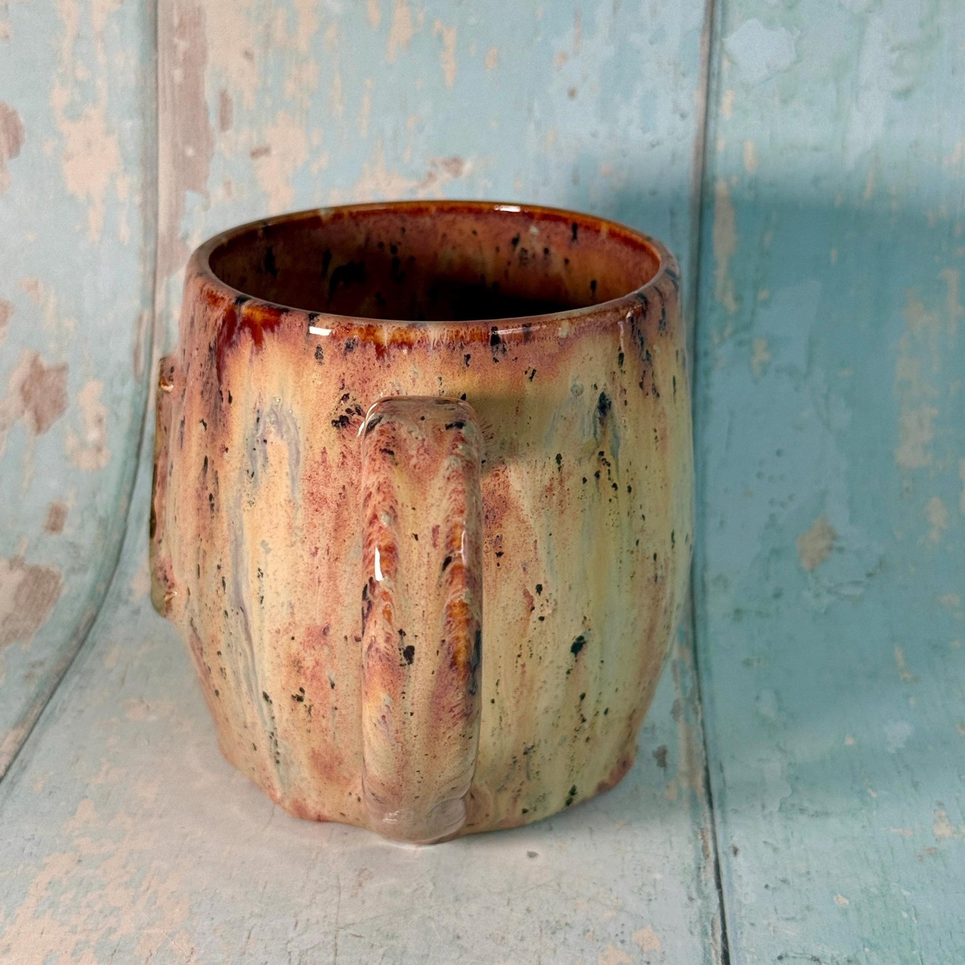 Beige Spotty Gold Moon Mug, Handmade Ceramic Mug - FJD Ceramics