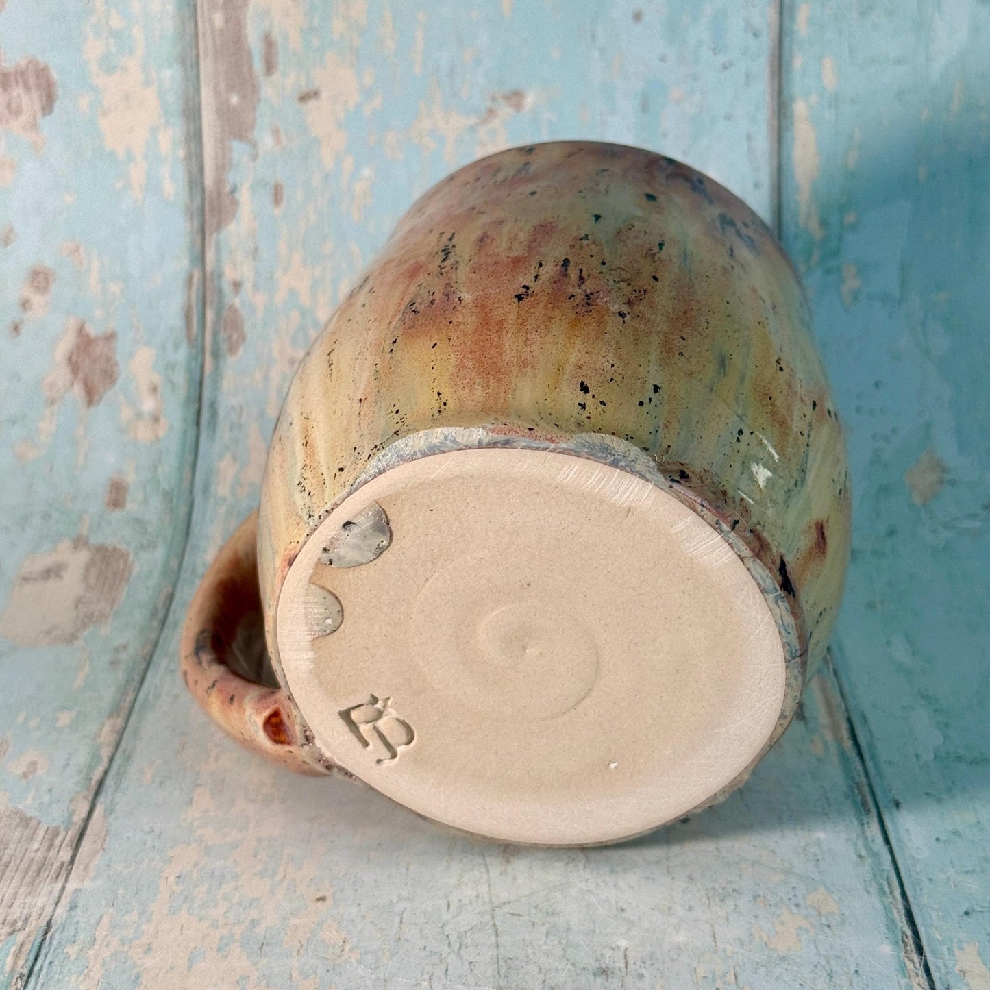 Beige spotty Gold Star Mug, Handmade Ceramic Mug - FJD Ceramics