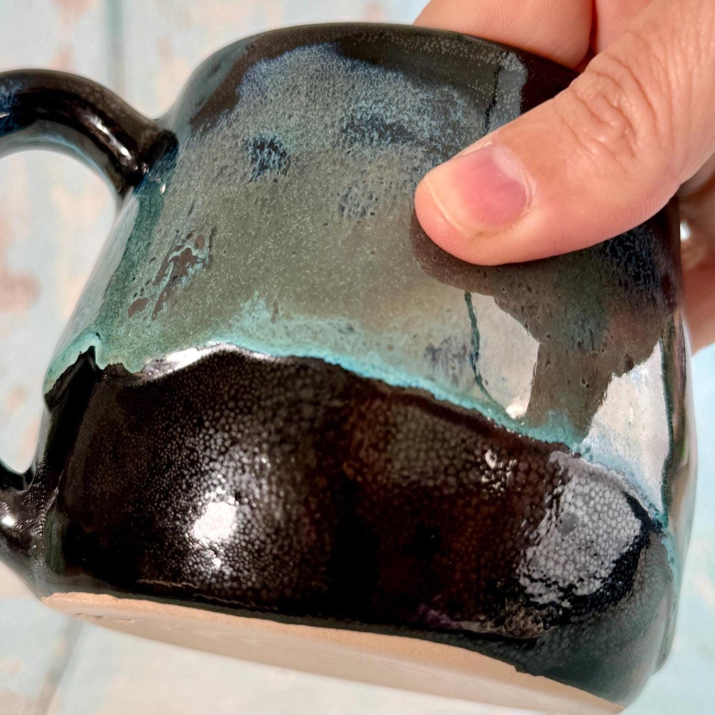 Black and Green Moon Mug, Large Ceramic Cup - FJD Ceramics