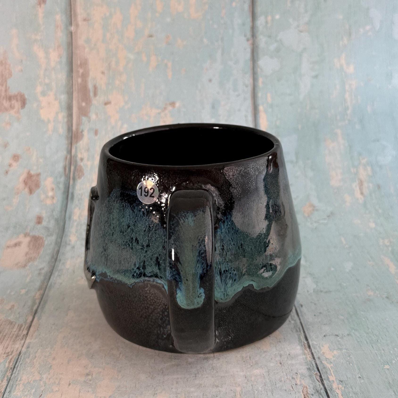 Black and Green Moon Mug, Large Ceramic Cup - FJD Ceramics
