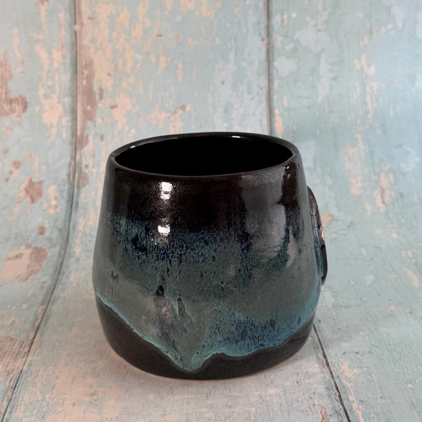 Black and Green Moon Mug, Large Ceramic Cup - FJD Ceramics