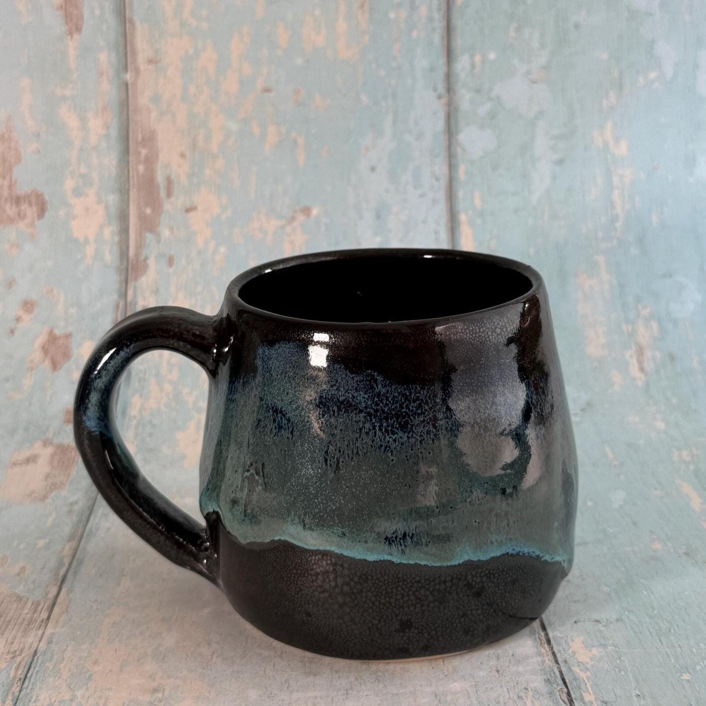 Black and Green Moon Mug, Large Ceramic Cup - FJD Ceramics