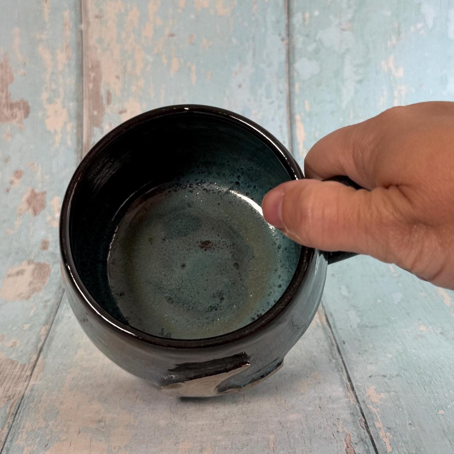 Black and Green Moon Mug, Large Ceramic Cup - FJD Ceramics