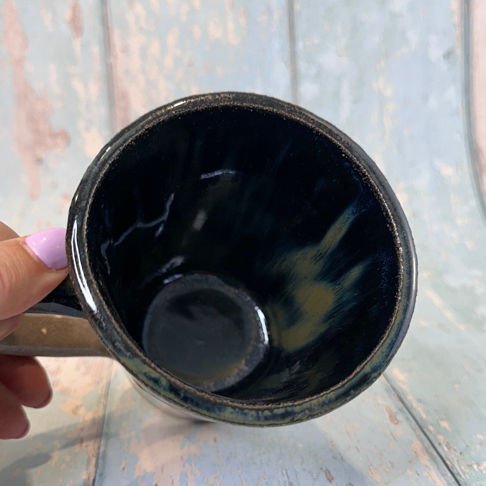 Black and Grey Mystical Mug, Handmade Ceramic Cup - FJD Ceramics