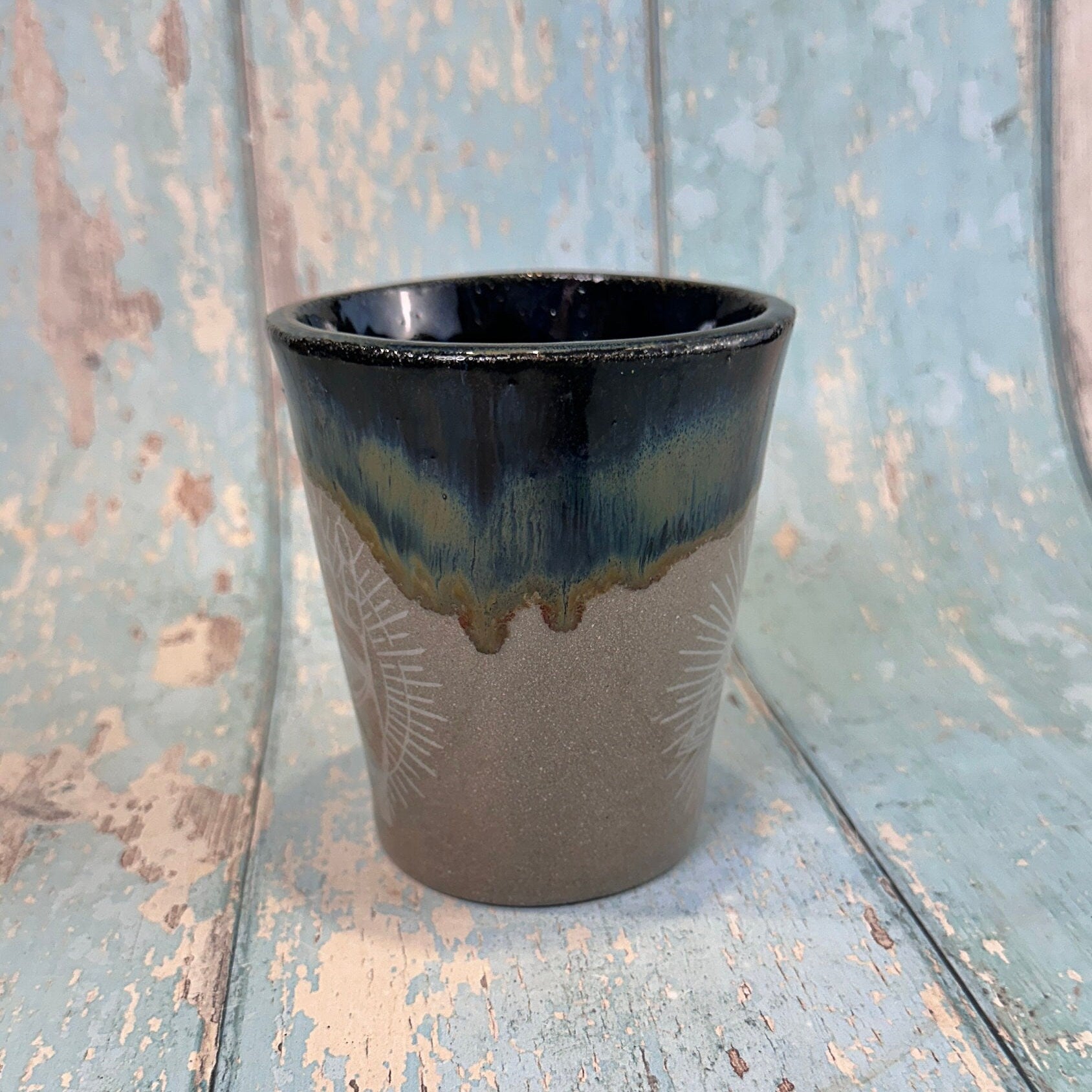 Black and Grey Mystical Mug, Handmade Ceramic Cup - FJD Ceramics