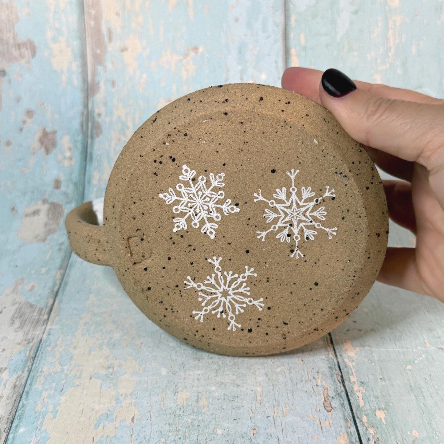 Black and White Christmas Tree Mug, Handmade Ceramic Cup - FJD Ceramics