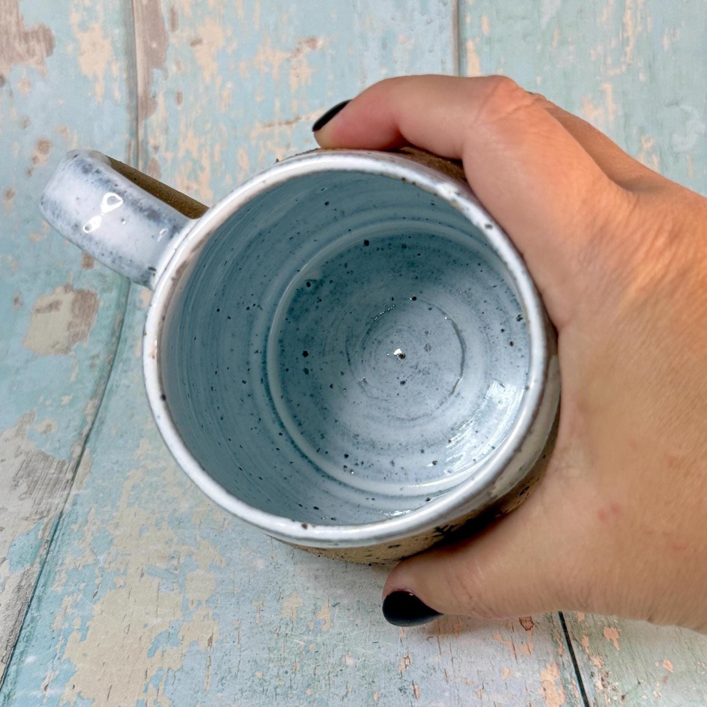 Black and White Christmas Tree Mug, Handmade Ceramic Cup - FJD Ceramics