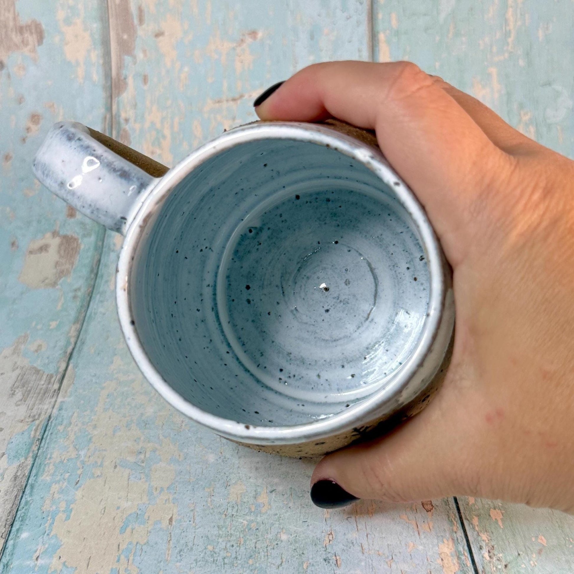 Black and White Christmas Tree Mug, Handmade Ceramic Cup - FJD Ceramics